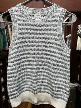 J. Crew XS Navy & White Striped Knit Sweater Tank Top
